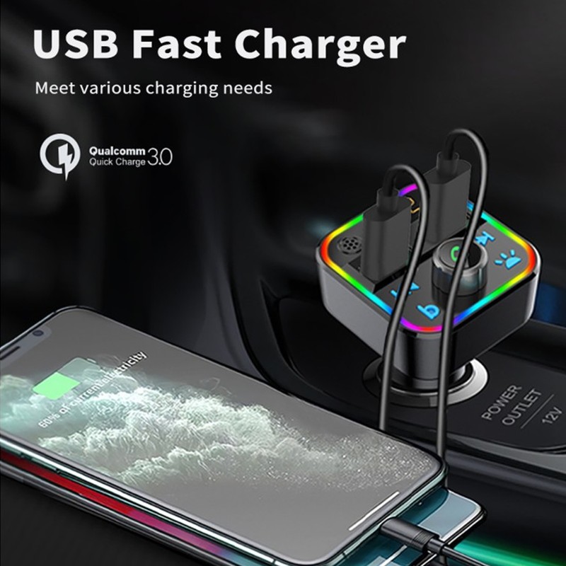 12-24V Bluetooth Car FM Transmitter MP3 Player QC3.0 Fast Charging