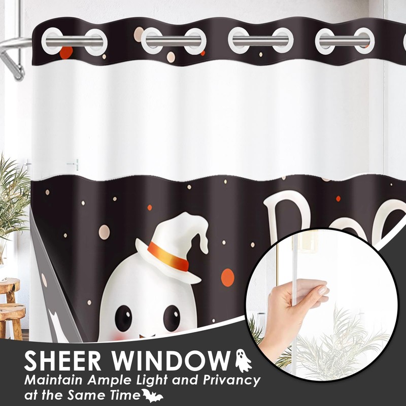 Culudea No Hook Shower Curtain with Snap in Liner 71x74