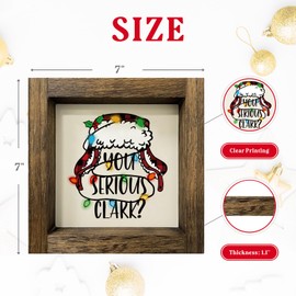 Christmas Vacation Decorations, Funny Christmas Wood Sign with Frame for Table Wall Bathroom Decor, Christmas Tiered Tray Decor, Griswold Family Christmas Vacation Merch Gifts Party Supples, 7x7 inch