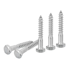 DTGN M6x40mm Hex Lag Bolts -20 Pack - for Woodworking, Furniture - 304 Stainless Steel Partial Thread Hexagon Head Lag Screws for Wood - Silver