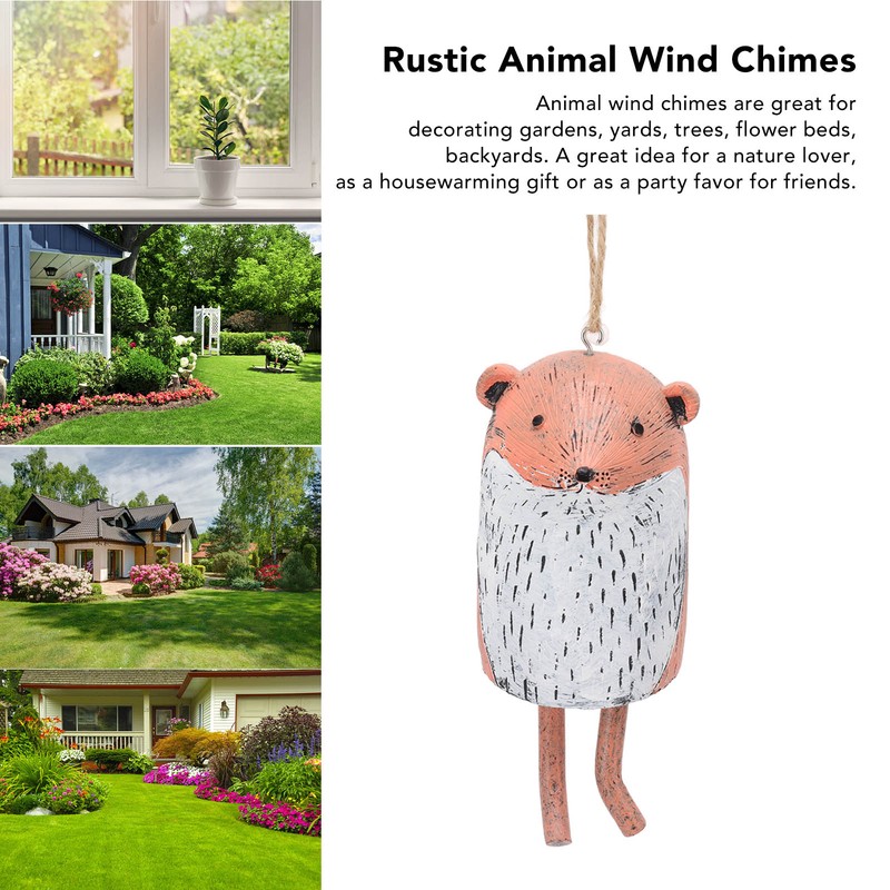 Rustic Hanging Animal Wind Chimes Resin Hand Made Natural Garden