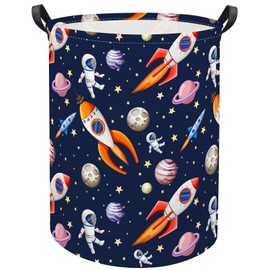 TIBAOLOVER Kids Laundry Basket Baby Hamper Toy Storage Bin for Boys Room Decor Baby Nursery Hamper Gift Baskets for Bedroom Bathroom(Spaceship)