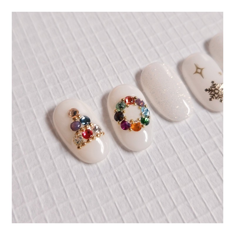 Christmas Jewel Handmade Nail Tip Tree Wreath Snowflake Nail -