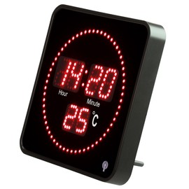 Lunartec Digital Wall Clock Radio-Controlled Clock: Flat LED Wireless Table and Wall Clock, Temperature Display, Red LEDs (Wall Clock with Temperature Display, Retro LED Wall Clock)