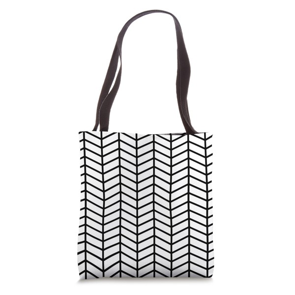 Retro Geometric Minimalist Monochrome White Black 60s Scandi Tote Bag