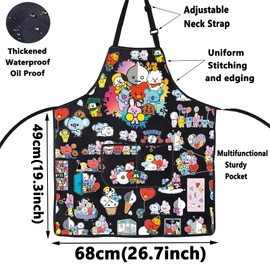 WZMPA K-Pop Bangtan Kitchen Apron B-T21 Korean Fans Gift Korean Army Members BBQ Cooking Apron Korean Group Merch, Bangtan Ap