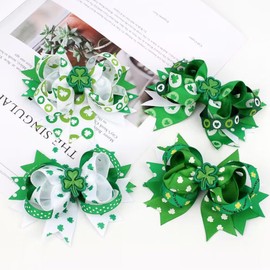 4Pcs St. Patrick's Day Hair Clips Handmad Irish Green Shamrock HairBand Lucky Shamrock Hair Clips Costume Hair Accessory for Women, Girls (Lucky Hair Clips) (4pcs clover)