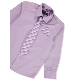 Kids World Boys' Dress Shirt & Tie (Patterns May Vary) - Lavender, 6