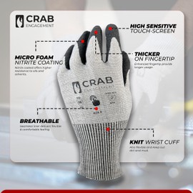 Working Gloves Nylon Ultra-elastic With Nitrile Microfoam Coating, Heavy Duty Gloves Resistant to Cut, Abrasion and Perforation, Fingers with Touch Screen, Light and Breathable Color Grey 6Pairs XL-10