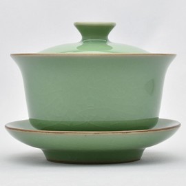 Tenka Tea Ceremony, Shoshin Lid Bowl, 4.2 fl oz (120 ml) (Full Water, 6.1 fl oz (170 ml), Chinese Tea Ceremony, Ryusen Celadon