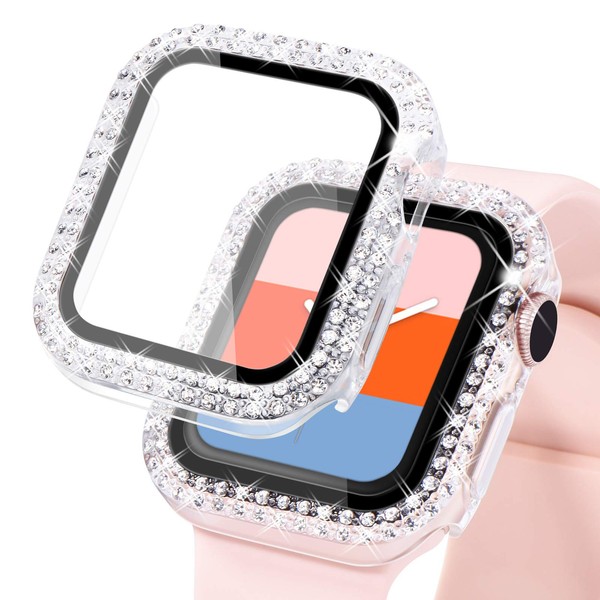 KADES Compatible for Bling Apple Watch Protective Case with Built-in Screen Protector for Apple Watch 40mm iWatch Series SE SE2022 6 5 4 (40mm, Clear)