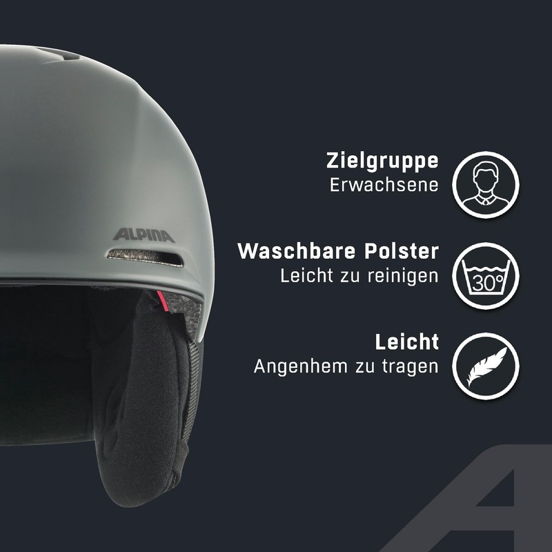 ALPINA BRIX Ski Helmet, Midnight Grey Matt, 55-59 cm