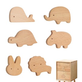 Vasemele Pack of 6 Animal Wooden Drawer Handle Knob for Cupboard for Dresser Decoration for Cabinet Knobs Furniture Knobs Wooden Cabinet Knobs Wooden Handles for Cabinets Furniture Knob for Drawers