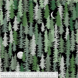 Pico Textiles 1 Yard Midnight Pines Fleece Fabric - Sold by The Bolt - Ideal for Sewing Projects, Scarves, No Sew Fleece Throws and Tie Blankets