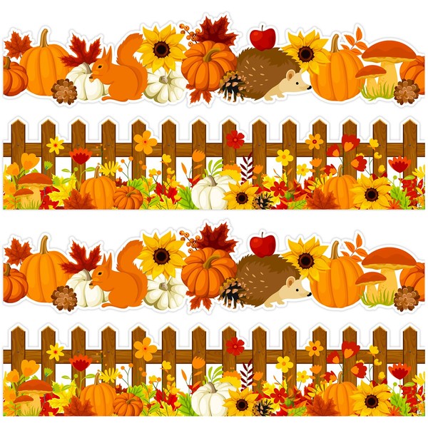 Whaline 69FT Fall Bulletin Board Borders Thanksgiving Autumn Fence Flower