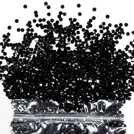 qiipii - 10500 diamantes de imitación de resina negra de 5 mm para elaborar piedras de resina de gelatina de color negro puro, con parte trasera plana, gran masaje, SS20, sin refijar, diamantes negros