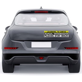 BAVAHA Learning to Drive Manual Transmission Please Stay Back Stick Shift Bumper Sticker New Driver Student Please Be Patient Sign Vinyl Decals for Car Truck Car Exterior Door Windows [15"x3.75"]