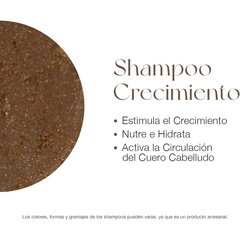 Shampoo en Barra de Crecimiento Capilar, 70 gr, Barra Sólida,