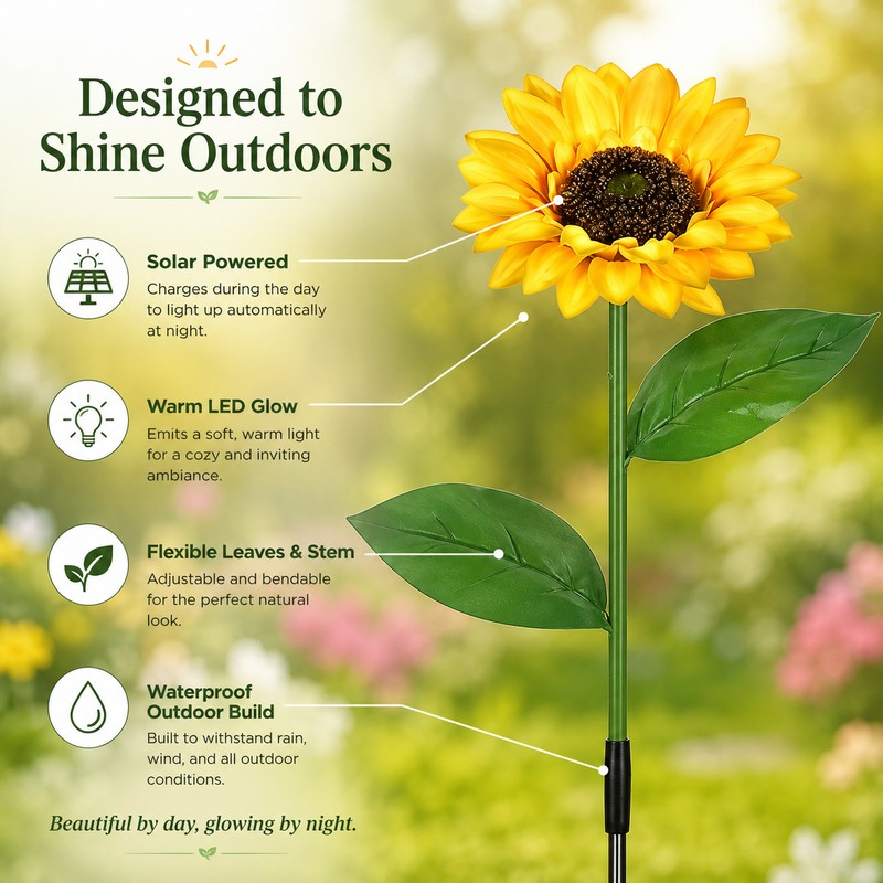Solar Sunflower Garden Lights for Outdoor Decor – LED Lawn