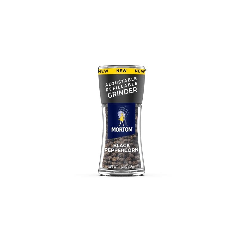 Morton Adjustable Refillable Grinder, Black Peppercorn, 1.24 Ounce (Pack of