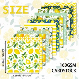 RAORAOYUE 24 Sheets Scrapbook Paper Pad, 6"×6”Fruit Decorative Craft Cardstock, Cute Lemons Pattern Paper for DIY Card Making Photo Album Journal Decor