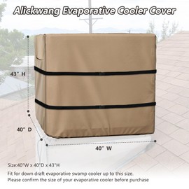 Alickwang Evaporative Cooler Cover,Heavy Duty 600D Rain and Snow Protection Down Draft Evaporative Cooler Cover,Weatherproof Covers for Down Draft Evaporative Swamp,40"W x 40"D x 43"H