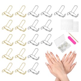 20 Pcs Wudu Nail Rings, Detachable Fingernail Rings Adjustable Size Nail Ring Set No Acrylic Nail Adhesive Tabs , Alternative Reusable Nail Art Decoration Gifts Nail Rings for Women