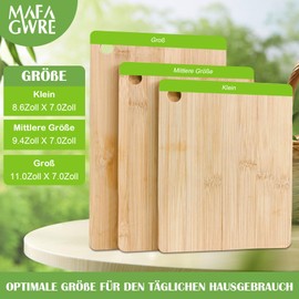 Mafagwre Set of 3 Wooden Chopping Boards, Thick Bamboo Chopping Boards, 28 x 18 cm / 24 x 18 cm / 22 x 18 cm, Breakfast Board, Kitchen Wooden Board for Meat, Vegetables and Other Foods