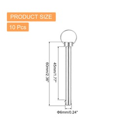 sourcing map 10Pcs 6mmx45mm Quick Release Pins, Carbon Steel Marine Hardware for Marine Mountain Seat, Ship Outfitting, Shipbuilding, Silver