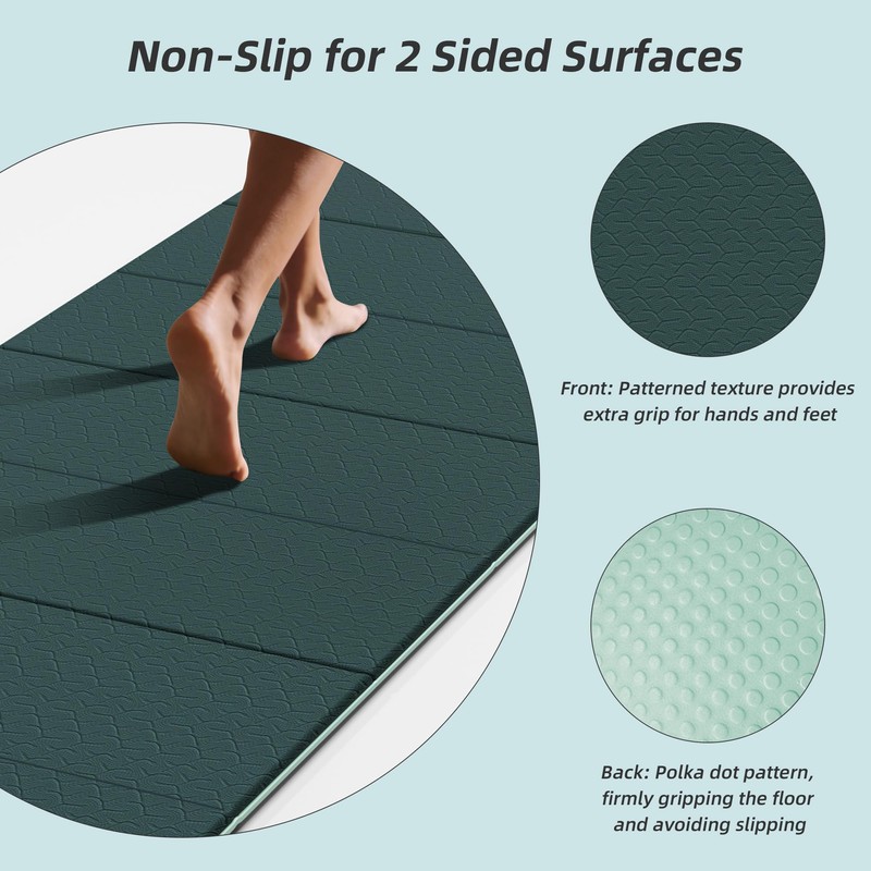 HAHE Foldable Yoga Exercise Mat, 74"Lx32"Wx1/3"Thick, TPE Workout Mat