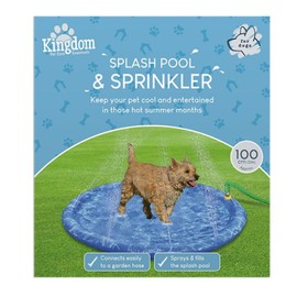 eBoutik - Summer Pet Cooling Splash - PVC Dog Swimming Pool, Garden Hose Connection - Foldable Inflatable Puppy outdoor Play Mat for Summer Beach, Garden or Backyard (Pool & Sprinkler Dia 100cm)