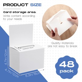 Geelin 48 Pcs Raffle Ticket Box Ballot Suggestion Boxes with Slot for Donation Fundraising Storage Container for Voting Tip Jar Survey and Collecting Business Card(Cardboard,6.3 x 4.7 x 4.7 Inches)