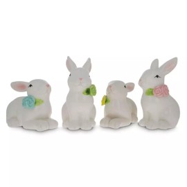 Set of 4 Porcelain Easter Bunnies 4 Inches