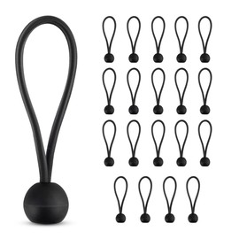 20 Pack Bungee Balls Cords Black Bungee Cord with Ball Heavy Duty Elastic Tarp Bungee Cords 4 Inch Bungee Balls Ties Tie Down Straps for Camping Canopy Shelter Tent Poles Cargo Outdoor UV Resistant