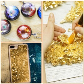 100 Pcs Gold Leaf Sheets 1 Pcs Brush Imitation Gold Foil Sheets Rose Gold Leaf Foil Sheets for Crafts Arts Decoration Sculpture Nails Picture Frames Paintings Wall Furniture (Golden)