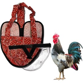 Hen Holster Wrap-Around Bird Diaper & Harness for Hens, Roosters, Ducks - with Removable Vinyl Liner, Adjustable Fit for Outdoor Adventures & Indoor Use - Easy to wear - XL, Red Bandana
