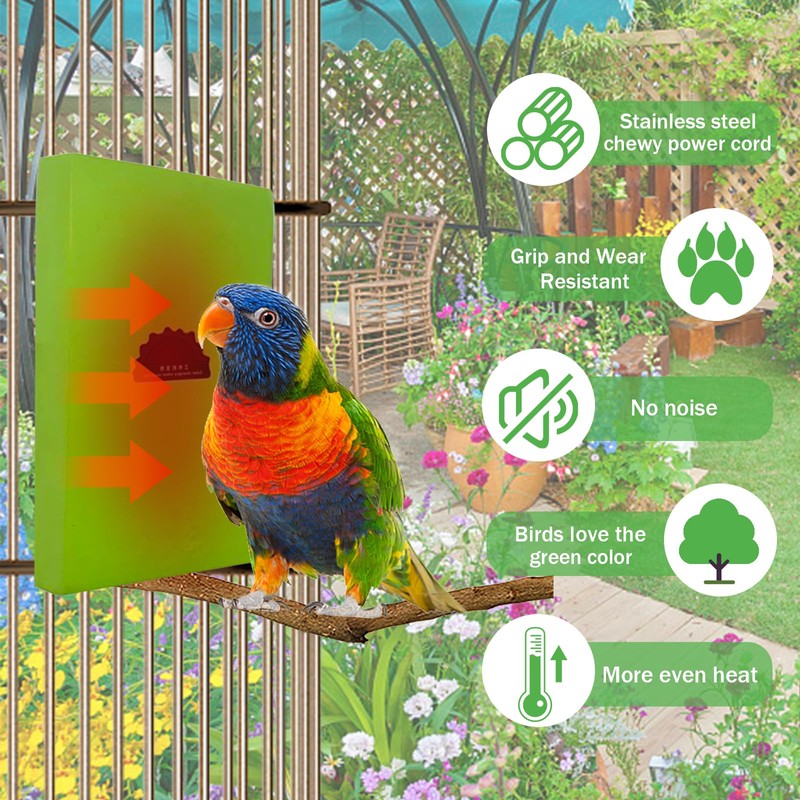 2-Pack Bird Heater for Cage Bird Warmer Snuggle-Up Perch Stand