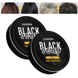 2PC Jabón de depilación de cabello gris natural, champú para el cabello que cubre el jabón para hombres, jabón sólido que cubre el cabello gris, barras de jabón comprimido para oscurecer el cabello
