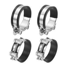 sourcing map T-Bolt Hose Clamp, 4Pcs 64-67mm Adjustable Stainless Steel Rubber Cushioned Intake Intercooler Pipe Clamps Hose Clip for Industrial