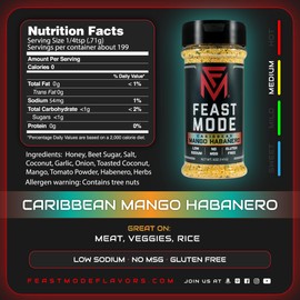 Feast Mode Flavors | Sweet Heat Pack | 2 count | 5oz seasonings | Caribbean Mango Habanero | M.O.A.B. Mother of all BBQ | meal prep seasoning, low sodium, no msg, gluten free, low calorie, no artificial fillers, healthy flavoring