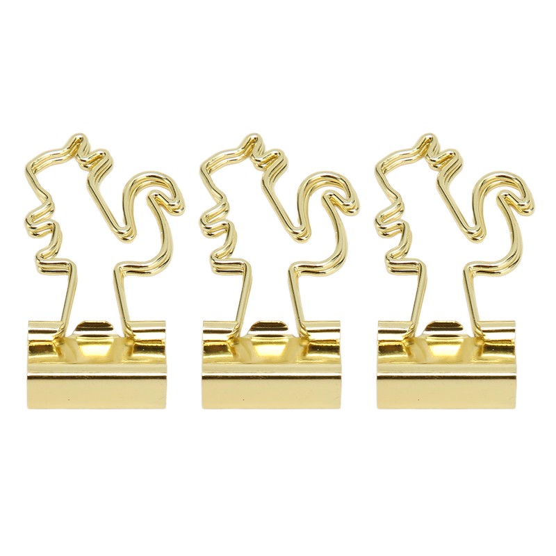 100 Pcs Binder Clips Gold Animal Shape Strong Clamping Force