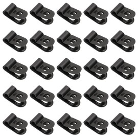 Shapenty Nylon Screw Mounting R Type Cable Clips Clamp Fastener Plastic Electrical Grip Wires Cord Organizer for Wire Management Water Hose, 50PCS (1/8 Inch /3.2mm, Black)