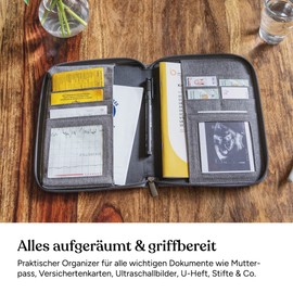 Ehrenkind® Maternity Log Cover | Maternity Log Cover | Examination Book | Vaccination Certificate Cover Grey | Sustainable & Practical | Perfect for Everyday Life of Parents