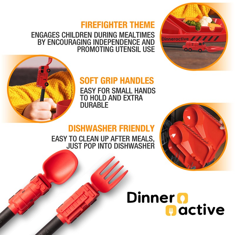 Dinneractive Utensil Set for Kids – Red Firefighter Themed Fork