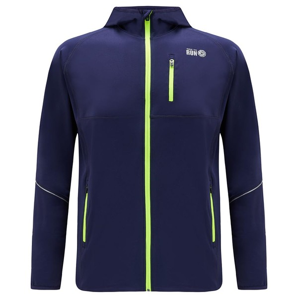 Time To Run Men Thermal Running Hood Jacket For Winter With Three Pockets, Peacoat