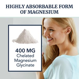 Nobi Nutrition Magnesium Glycinate 400mg | Chelated Bisglycinate for Muscle Relaxation, Bones, Heart, Nerve, Sleep & Calm Support for Women & Men | High Absorption Magnesium Chelate Supplement | 120 Capsules