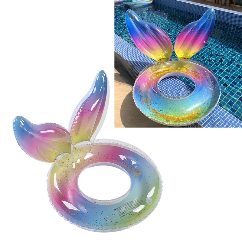 Swimming Ring Sparkling Sequins Rainbow Gradient Wings Swimming Ring Summer