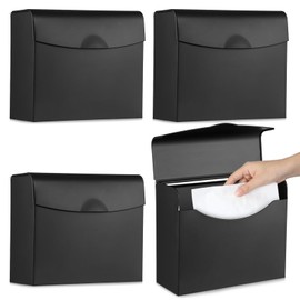 Zonon Sanitary Napkin Receptacle,Wall Mounted Tampon Holder Stainless Steel Sanitary Napkin Disposal Receptacle Sanitary Bins for Odor Free Bathroom Home Restroom(4 Pcs), black