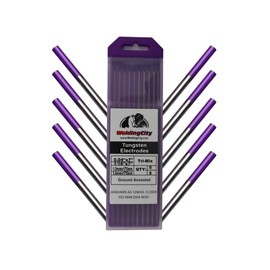 WeldingCity 10-pcs Premium TIG Welding Tungsten Electrode Tri-Element Non-Radioactive (Purple/AWS: EWG) Rod Assorted Diameter .040" (5-pcs) and 1/16" (5-pcs)