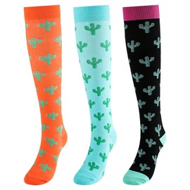 CooTooLa 3 Pair Compression Socks Knee High Socks Support Sock for Women & Men Flight stockings for Athletic Running Cycling Travel